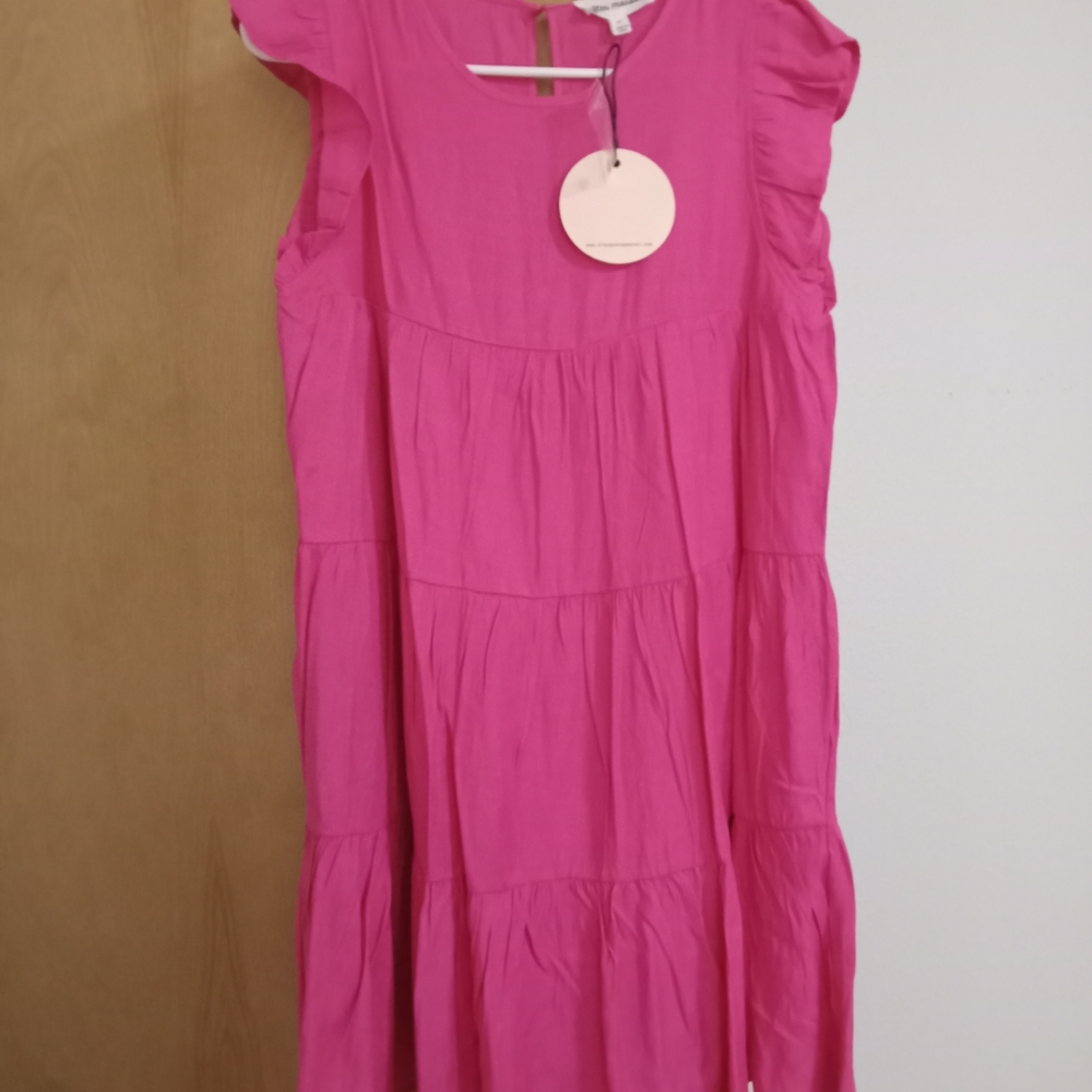 Pink tiered mini dress